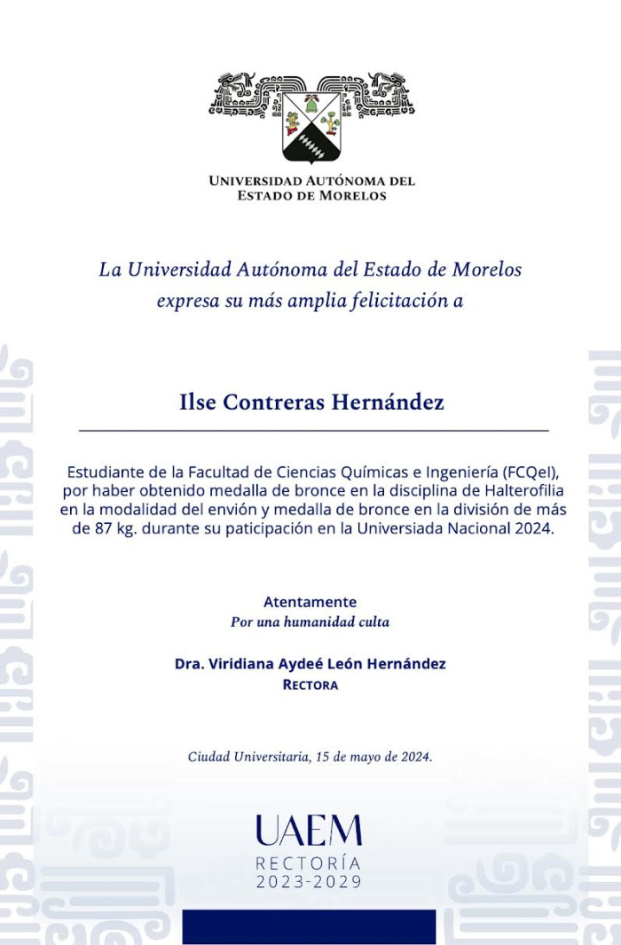 Felicitación Rectoría | Ilse Contreras Hernández