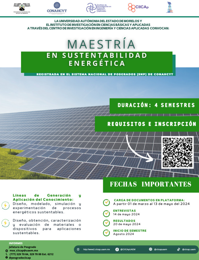 Maestría en Sustentabilidad Energética | Periodo Agosto 2024