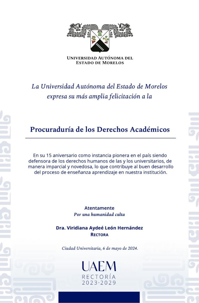 Felicitación Rectoría |Procuraduría de los Derechos Académicos