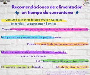 Facultad de Nutrición ofrece asesorías para cuidar la alimentación ante Covid-19