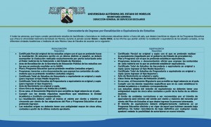 Convocatoria de Ingreso por Revalidación o Equivalencia de Estudios Enero - Junio 2022
