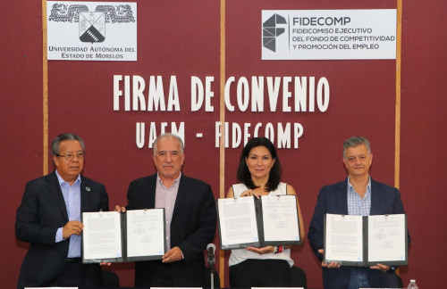 Firman la UAEM y el Fidecomp convenio para impulsar empresas de base tecnológica