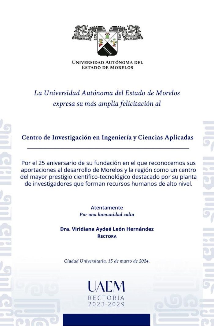 Felicitación Rectoría | Centro de Investigación en Ingeniería y Ciencias Aplicadas