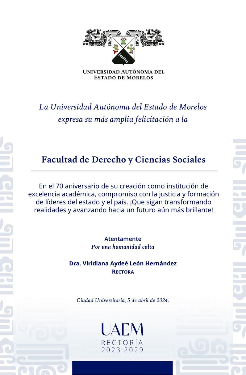 Felicitación Rectoría | Facultad de Derecho y Ciencias Sociales ...