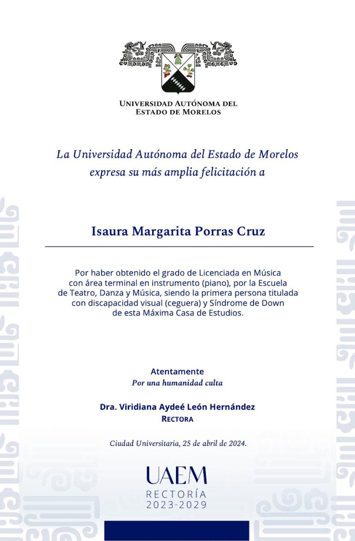 Felicitación Rectoría | Isaura Margarita Porras Cruz