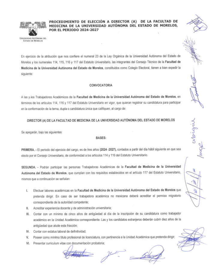 Procedimiento de Elección a Director (a) de la Facultad de Medicina por el Periodo 2024-2027