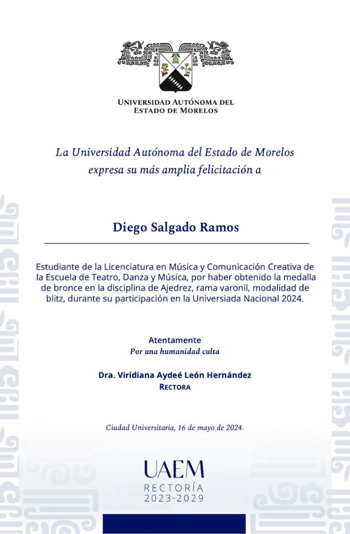 Felicitación Rectoría | Diego Salgado Ramos