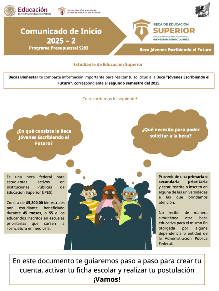 Convocatoria de Beca Jóvenes Escribiendo el Futuro 2025-2