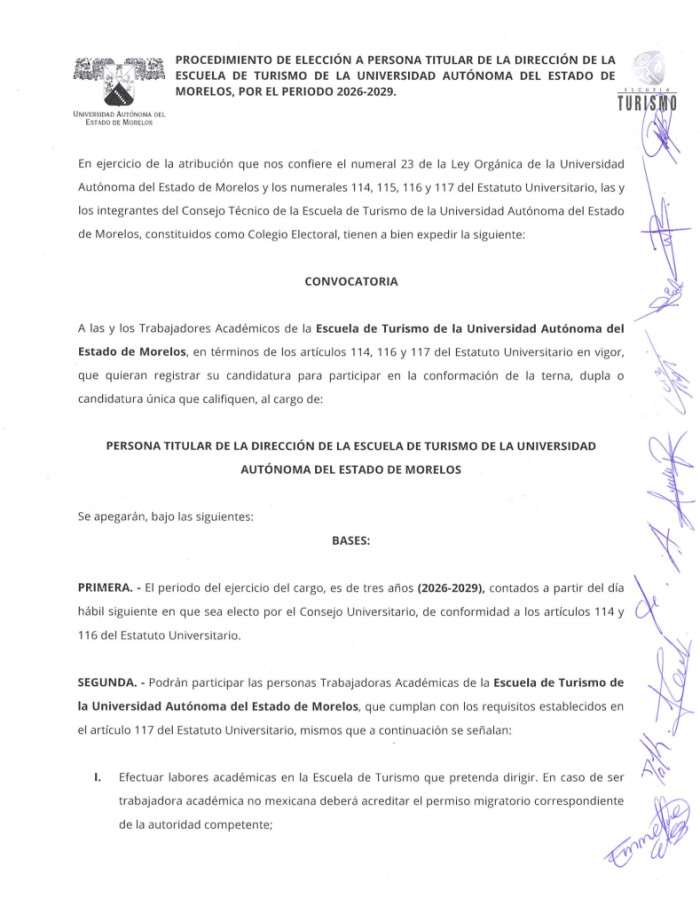Proceso Electoral para la Elección de la Persona Titular de la Dirección de la Escuela de Turismo de la UAEM Periodo 2026-2029