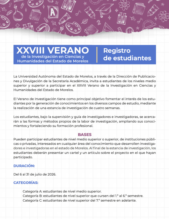 XXVIII Verano de Investigación en Ciencias y Humanidades del Estado de Morelos