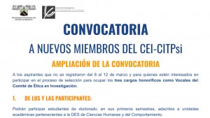 Comité de Ética en Investigación para ocupar tres cargos honoríficos como Vocales - CITPsi