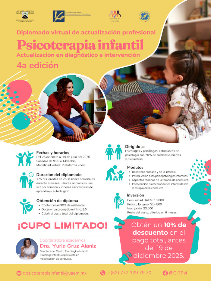 Diplomado virtual de actualización profesional Psicoterapia infantil Actualización en diagnóstico e intervención 4a edición