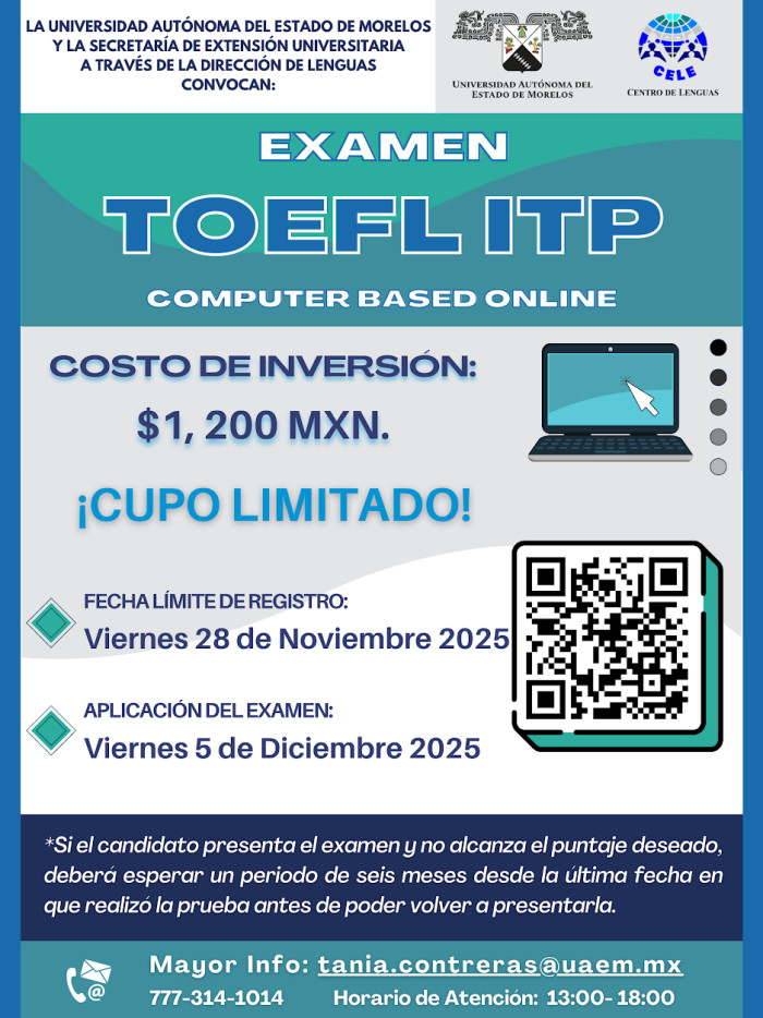 aplicación del Test of English as a Foreign Language TOEFL ITP + Speaking