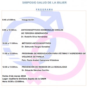 SIMPOSIO SALUD DE LA MUJER / 3era. FERIA UNIVERSITARIA DE SALUD Y PLANIFICACIÓN FAMILIAR