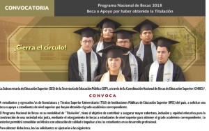 Convocatoria del programa Nacional de Becas 2018. "Beca o apoyo por haber obtenido la titulación"