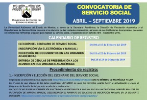 CONVOCATORIA DE SERVICIO SOCIAL ABRIL - SEPTIEMBRE 2019