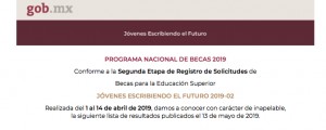 Resultados PROGRAMA NACIONAL DE BECAS 2019
