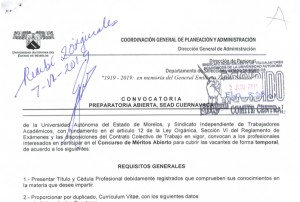 SEAD CUERNAVACA: Concurso de Méritos Abierto