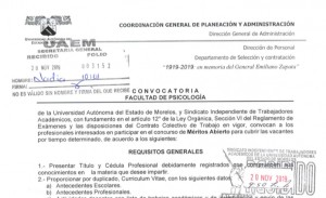 Facultad de Psicología: Concurso Méritos Abierto Presencial