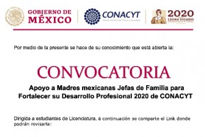 Apoyo a Madres mexicanas Jefas de Familia para Fortalecer su Desarrollo Profesional 2020 de CONACYT