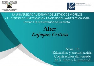 Presentación revista: "Alter. Enfoques Críticos"