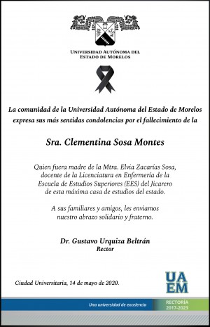 Esquela UAEM 14/05/20 | Clementina Sosa Montes