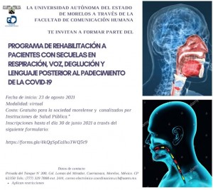 Programa de rehabilitación a pacientes con secuelas en respiración, voz, deglución y lenguaje posterior al padecimiento de la COVID-19