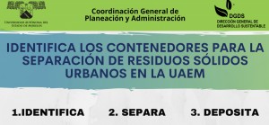 Identifica los contenedores para la separación de residuos sólidos urbanos en la UAEM
