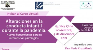 Curso virtual: Alteraciones de la conducta infantil durante la pandemia. Nuevas herramientas para su intervención psicológica.