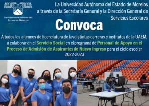 Servicio Social en el programa Personal de Apoyo en el Proceso de Admisión de Aspirantes de Nuevo Ingreso para el ciclo escolar 2022-2023