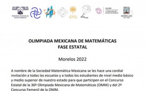 Concurso Estatal de la 36º Olimpiada Mexicana de Matemáticas (OMM)