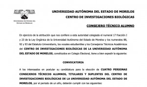 Consejeros Técnicos Alumnos, Titulares y Suplentes del Centro de Investigaciones Biológicas 2022
