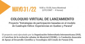 Coloquio Virtual “Estrategias de participación basadas en el modelo de Cuádruple Hélice: Experiencias en Quebec y Paraná”