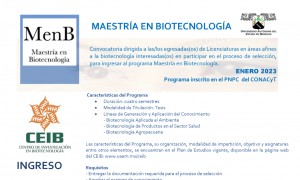 Maestría en Biotecnología - Ingreso Enero 2023