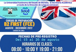 Cursos de Preparación B2 First (FCE) | Agosto-Diciembre 2022