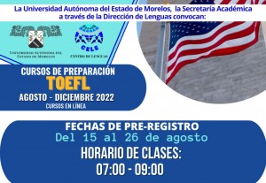 Cursos de Preparación TOEFL | Agosto-Diciembre 2022