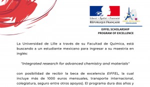 Programa 2023 de Excelencia para BECA EIFFEL y Maestría "Integrated research for advanced chemistry and materials" (Universidad de Lille)