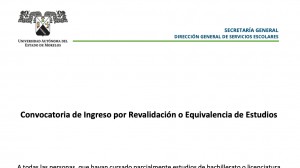 Convocatoria de Ingreso por Revalidación o Equivalencia de Estudios - Enero 2023
