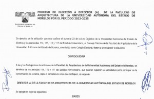 Convocatoria para la Elección de Director (a) de la Facultad de Arquitectura periodo 2022-2025
