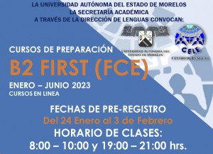 Cursos de preparación B2 FIRST (FCE) enero - junio 2023