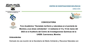 Foro Académico "Sociedad Territorio y Naturaleza en el poniente de Morelos y sus Áreas Colindantes"