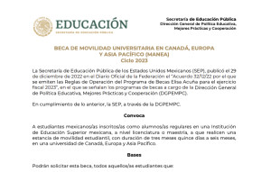 SEP | Beca de Movilidad Universitaria en Canadá, Europa y Asia Pacífico (Manea) Ciclo 2023