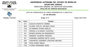 Lista de aceptados definitivos - Facultad de Ciencias Biológicas