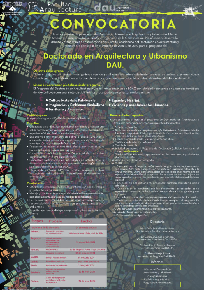 Convocatoria | Doctorado en Arquitectura y Urbanismo DAU