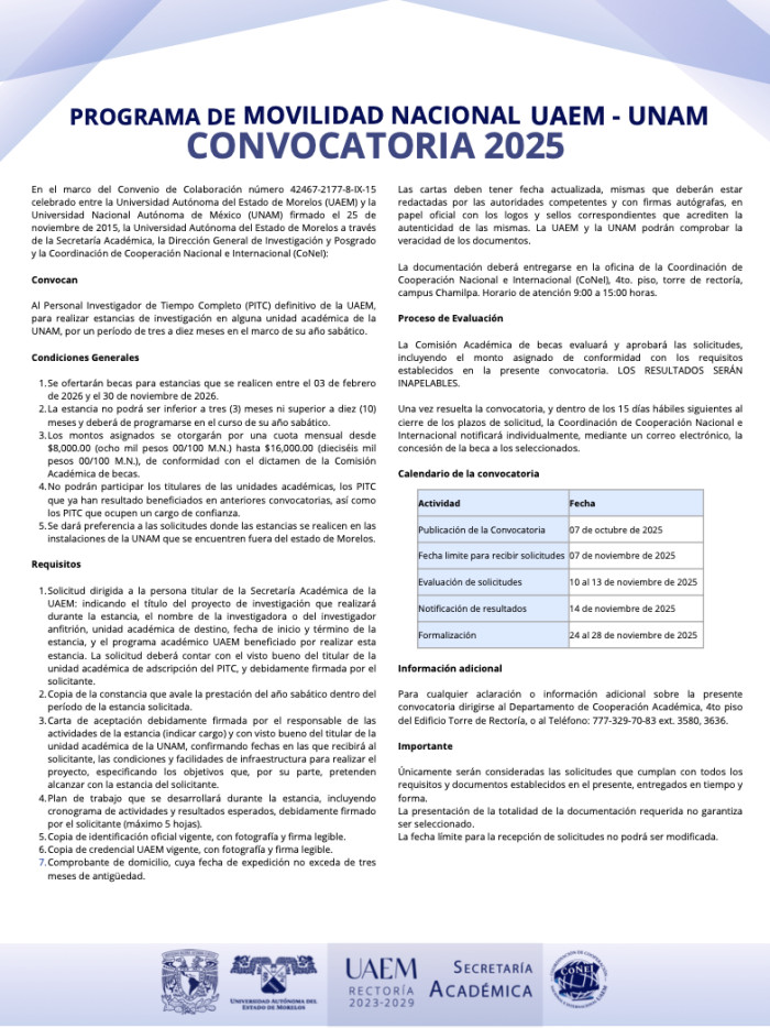 Programa de Movilidad Nacional UAEM - UNAM