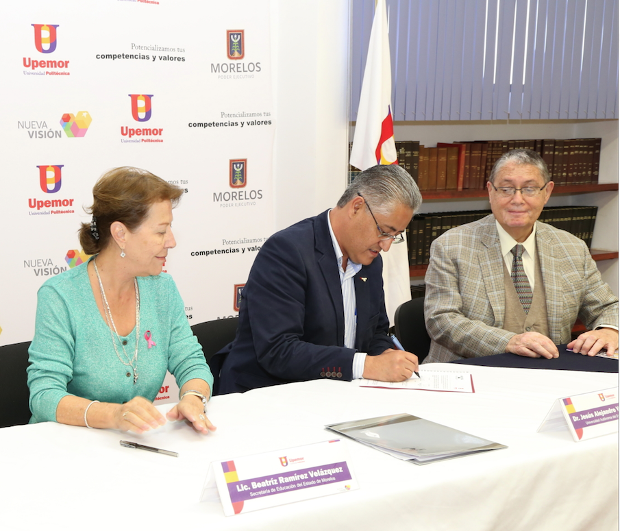 Firman UAEM y Upemor, convenio de colaboración académica
