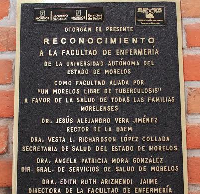 Reconocen a Facultad de Enfermería como aliada por un “Morelos libre de tuberculosis”
