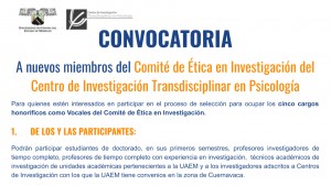 Convocatoria del Comité de Ética en Investigación CITPsi 2021