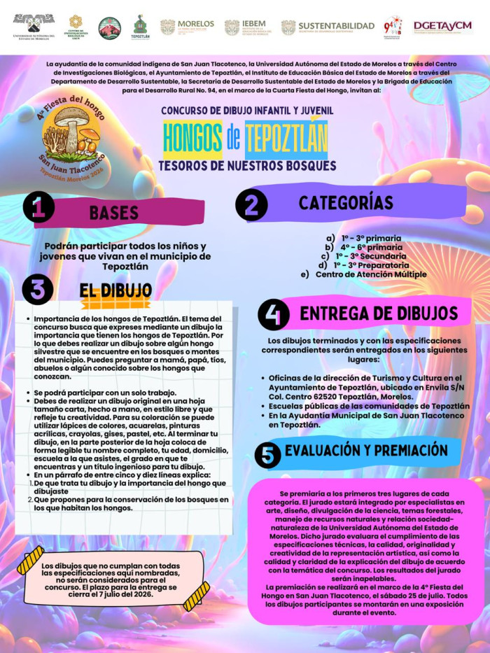 Concurso de Dibujo Infantil y Juvenil (4ª. Fiesta del Hongo, San Juan Tlacotenco)