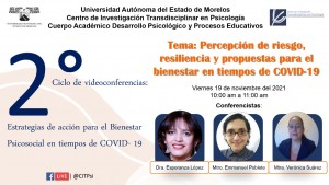2º Ciclo de Videoconferencias: "Percepción de riesgo, resiliencia y propuestas para el bienestar en tiempos de COVID-19"